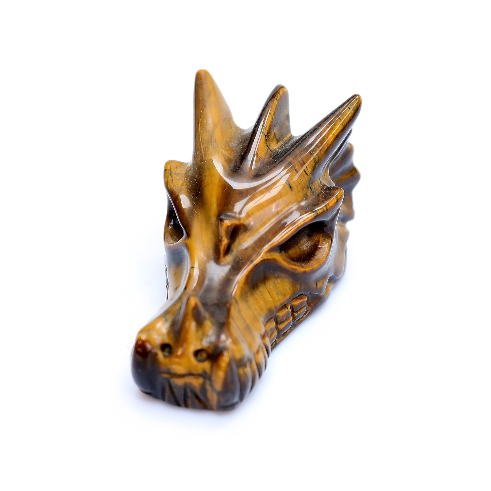 tiger eye dragon bone 4cm top view golden brown