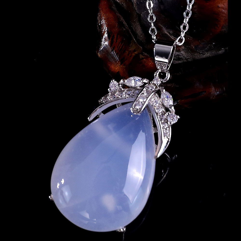 teardrop blue chalcedony pendant bulk order no dye