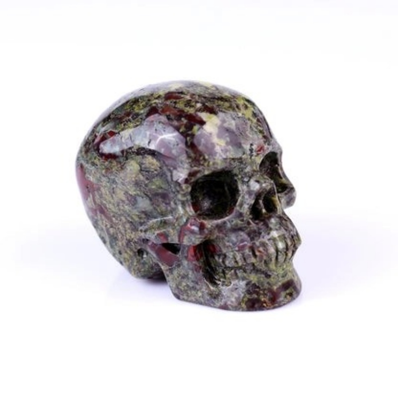 Natural Bloodstone Hand-Carved Skulls for Bulk Order