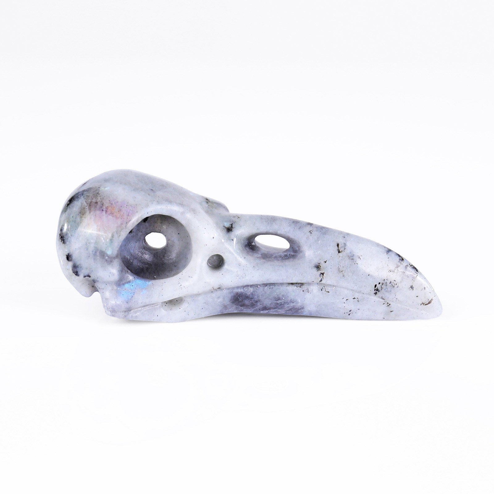 Hand Carved Calming Crystal Raven Skull