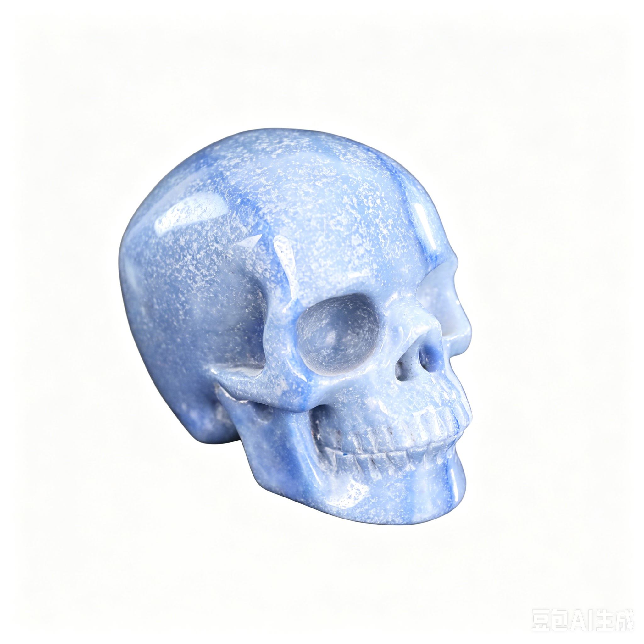 Multi Size Matte Blue Crystal Skull Decor