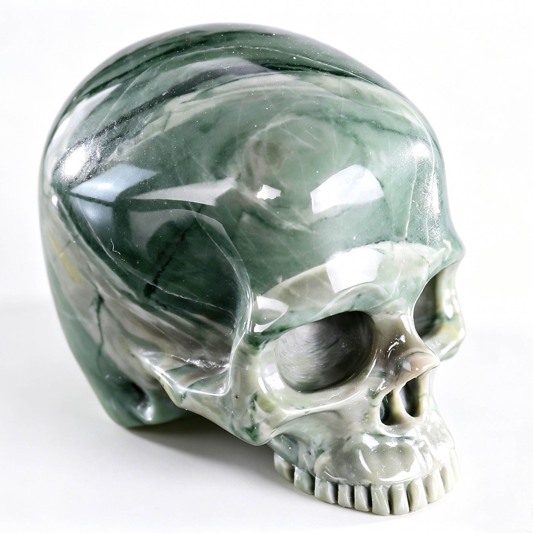 Bulk Serpentine Jade Skull Carving