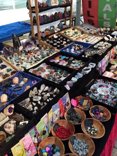 A stall selling crystals